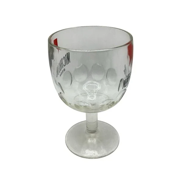 Vintage 1970's Michelob Beer Goblet Heavy Glass Footed Thumbprint Beer Mug - Picture 3 of 5